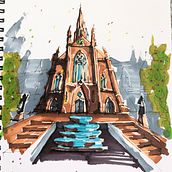 My project for course: Expressive Architectural Sketching with Colored Markers. Un progetto di Bozzetti, Disegno, Illustrazione architettonica, Sketchbook e Illustrazione con inchiostro di Ricky Njoto - 22.07.2023