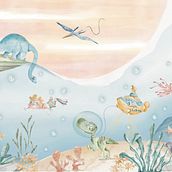 Papel de parede - Dinossauros fundo do mar. Projekt z dziedziny Trad, c, jna ilustracja i Ilustracje dla dzieci użytkownika Tássia Moura - 13.03.2023