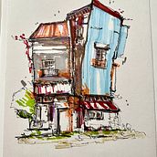 Il mio progetto del corso: Disegno architettonico espressivo con pennarelli colorati. Projekt z dziedziny Sketching,  R, sunek,  R, sunek architektoniczn, Sketchbook,  R i sunek atramentem użytkownika Tania Cher - 23.07.2023