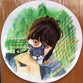 Linnaea with a kitten. Traditional illustration project by Yuliia Yuzova - 07.23.2023