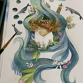 Mein Abschlussprojekt für den Kurs: Aquarelltechnik für traumhafte Illustrationen . Traditional illustration, Drawing, Watercolor Painting, and Editorial Illustration project by natalia_neufeld - 07.23.2023
