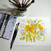 Mein Abschlussprojekt für den Kurs: Blumen-Kompositionen mit Aquarell malen. Traditional illustration, Fine Arts, Painting, Watercolor Painting, Botanical Illustration, and Naturalistic Illustration project by Carina Reinisch - 07.21.2023