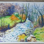 Mon projet du cours : Peinture de paysages réalistes à l'aquarelle. Un proyecto de Bellas Artes, Pintura, Bocetado, Pintura a la acuarela e Ilustración naturalista				 de valerie_le_corre - 26.07.2023