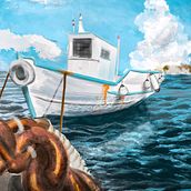 Greek Fisherboat Ein Projekt aus dem Bereich Traditionelle Illustration von Dennis Blum - 26.07.2023