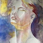 Portrait - Soaking up the sun. Watercolor Painting, and Fine Arts project by Diane C. Pelletier - 07.26.2023
