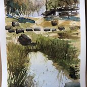 My project for course: Natural Landscapes in Watercolor. Projekt z dziedziny  Sztuki piękne,  Malarstwo i Malowanie akwarelą użytkownika hellokristina - 27.07.2023