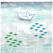 Unter Wasser - mein Abschlussprojekt für den Kurs: Geschnitzte Stempel für illustrierte Kompositionen. Un progetto di Illustrazione tradizionale, Artigianato, Belle arti e Stampa di Eva Unrast - 30.07.2023