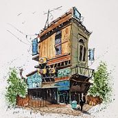 My project for course: Expressive Architectural Sketching with Colored Markers. Sketching, Drawing, Architectural Illustration, Sketchbook & Ink Illustration project by silverfox830 - 07.30.2023