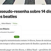 a pseudo-resenha sobre 14 discos dos beatles. Writing project by nuzy.r - 04.03.2015