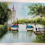 My project for course: Watercolor Techniques for Painting Seascapes. Projekt z dziedziny  Malarstwo, Malowanie akwarelą, Ilustracja naturalist i czna użytkownika hellokristina - 31.07.2023