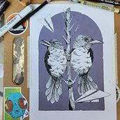 Mi proyecto del curso: Ilustración realista de pájaros con elementos creativos. Pencil Drawing, Drawing, Ink Illustration, and Naturalistic Illustration project by Diego Aguilera Marsh - 07.26.2023