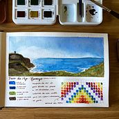 Cuaderno de viaje - Faro de Ajo (Julio 2023). Fine Arts, Painting, and Watercolor Painting project by gogon_sonia - 07.29.2023