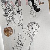 Sketches while watching the Sarah van Dongen course "sketchbook exercises". Traditional illustration project by Anna Garssen - 07.31.2023
