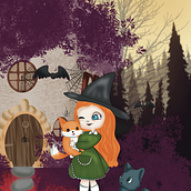 sorcière chat renard. Traditional illustration project by Audrey Stammler - 07.31.2023
