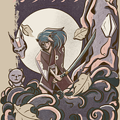 Katana. Traditional illustration, Marketing, Digital Illustration, Digital Drawing, and Business project by Rômulo Bastos - 07.30.2023