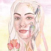Mi proyecto del curso: Retrato ilustrado en acuarela. Traditional illustration, Fine Arts, Painting, Drawing, Watercolor Painting, Portrait Drawing, and Artistic Drawing project by Carolina Guajardo Martínez - 07.30.2023