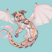 Tigre-morcego-dragão! :) Meu projeto do curso: Design e ilustração de criaturas fantásticas. Un proyecto de Diseño de personajes e Ilustración digital de Bruna Ballariny - 05.08.2023