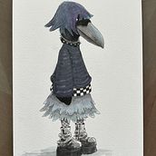 Goth Raven and Mouse on Bicycle. Un projet de Illustration traditionnelle de julianielsen - 02.08.2023