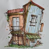 My project for course: Expressive Architectural Sketching with Colored Markers. Sketching, Drawing, Architectural Illustration, Sketchbook & Ink Illustration project by Emiliya B - 08.03.2023