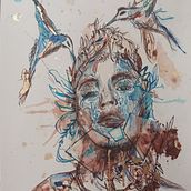 Mi proyecto del curso: Retrato experimental con tinta, alcohol y té. Un projet de Beaux Arts, Peinture, Dessin et Illustration à l'encre de carmenroman83 - 04.08.2023