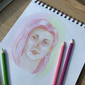 Mi proyecto del curso: Dibujo de retratos llamativos con lápices de colores. Drawing, Portrait Drawing, Sketchbook, and Colored Pencil Drawing project by anniefrancis_salinas - 08.04.2023