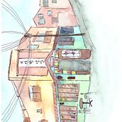 Coffee Hanyakbang. Sketching, Drawing, Watercolor Painting, Architectural Illustration, Sketchbook & Ink Illustration project by beatasaban - 07.28.2023