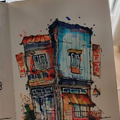 My project for course: Expressive Architectural Sketching with Colored Markers. Sketching, Drawing, Architectural Illustration, Sketchbook & Ink Illustration project by misterio_roc - 08.05.2023