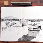 My project for course: Illustrated Diary: Fill Your Sketchbook with Experiences. Un projet de Illustration traditionnelle, Esquisse , Dessin, Carnet de croquis et Illustration à l'encre de Mari P - 07.08.2023
