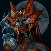 Moon Warrior - Character Design. Traditional illustration, Fine Arts, Painting, Drawing, Creativit, Game Design, Graphic Design, Digital Illustration, Portfolio Development, Concept Art, Artistic Drawing, Digital Drawing, and Digital Painting project by Vanessa Carrasco - 08.07.2023