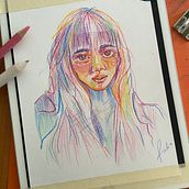 My project for course: Vibrant Portrait Drawing with Colored Pencils. Drawing, Portrait Drawing, Sketchbook, and Colored Pencil Drawing project by Rubí Cobos - 08.07.2023