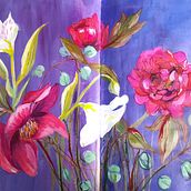 My project for course: Expressive Floral Painting with Acrylic Paint. Un progetto di Belle arti, Pittura, Pittura acrilica e Illustrazione botanica di Ally Wragg - 08.08.2023