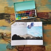 Mon projet du cours : Carnet de voyage à l’aquarelle. Traditional illustration, Watercolor Painting, Architectural Illustration, and Sketchbook project by epuictout - 08.09.2023