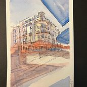 My project for course: Architectural Sketching with Watercolor and Ink. Sketching, Drawing, Watercolor Painting, Architectural Illustration, Sketchbook & Ink Illustration project by jess_cui - 08.10.2023