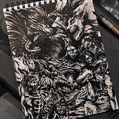 Death note x Shingeki no kyojin. Un progetto di Illustrazione tradizionale, Disegno a matita, Disegno, Illustrazione con inchiostro e Sketchbook di Valentina G Vargas - 11.05.2022