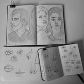 Meu projeto do curso: Caderno de retratos: explore o rosto humano. Un proyecto de Bocetado, Dibujo, Dibujo de Retrato, Dibujo artístico y Sketchbook de Carolina - 10.08.2023