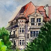 My project for course: Architectural Sketching with Watercolor and Ink Ein Projekt aus dem Bereich Skizzenentwurf, Zeichnung, Aquarellmalerei, Architektonische Illustration, Sketchbook und Illustration mit Tinte von benedicte_s - 10.08.2023