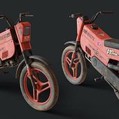 Proyecto de moto antigua para el curso "creación de props realistas para videojuegos". Un projet de 3D, Modélisation 3D, Jeux vidéo , et Conception de jeux vidéo de Juan Hernández - 20.06.2023