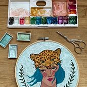 Meu projeto do curso: Criação de retratos bordados com aquarela. Un proyecto de Pintura, Pintura a la acuarela, Bordado y Diseño textil de Aline Thomé - 10.08.2023