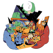 Gatinhos Yokai brincando de teatro Kabuki sob a luz do luar - Meu projeto do curso: Monetize suas ilustrações: como transformá-las em produtos  Ein Projekt aus dem Bereich Traditionelle Illustration, Marketing, Digitale Illustration, Digitale Zeichnung und Business von José David Sousa - 09.08.2023