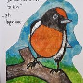 Third project - Tea bag canvas red robin . Watercolor Painting project by Teresa Heo - 08.12.2023
