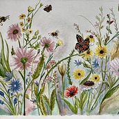 Flowers and Pollinators. Traditional illustration, and Watercolor Painting project by Diane C. Pelletier - 08.13.2023