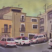 Mi proyecto del curso: Pintura de paisajes urbanos con gouache. Traditional illustration, Painting, and Gouache Painting project by Alejandro Maiques Paredes - 08.14.2023