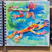 Watercolor Collage - Frogs. Watercolor Painting, and Collage project by Callie Wheeler - 08.15.2023