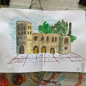 Mon projet du cours : Esquisse urbaine : dessinez une ville en mouvement. Traditional illustration, Sketching, Drawing, Watercolor Painting, Architectural Illustration, and Sketchbook project by Jerome Pelipelo - 08.15.2023