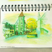 My project for course: Modern Urban Sketching Techniques with Mixed Media. Traditional illustration, Painting, Architectural Illustration & Ink Illustration project by Marie Deval - 08.15.2023