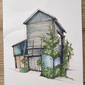 My project for course: Expressive Architectural Sketching with Colored Markers. Sketching, Drawing, Architectural Illustration, Sketchbook & Ink Illustration project by Beáta Benediktová - 08.16.2023