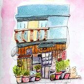 Meu projeto do curso: Ilustração de cenários charmosos com aquarela e caneta-tinteiro. Un progetto di Pittura, Bozzetti, Pittura ad acquerello, Illustrazione architettonica e Illustrazione con inchiostro di Frances Lima - 15.08.2023