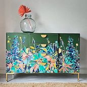 Botanical Sideboard Commission Piece. Furniture Design, Making, Arts, Crafts, Fine Arts, Traditional illustration, Interior Design, Design, and Pattern Design project by Chloe Kempster - 08.18.2023