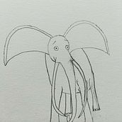 Mon projet du cours : Kevin le personnage principal de ma future histoire "Les éléphants de France" (non coloré). Character Design, Pencil Drawing, Drawing, and Children's Illustration project by Ludovic Sanne - 08.18.2023