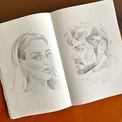 Mi proyecto del curso: Cuaderno de retratos a línea con grafito. Fine Arts, Sketching, Drawing, Portrait Drawing, and Sketchbook project by dimane - 08.19.2023